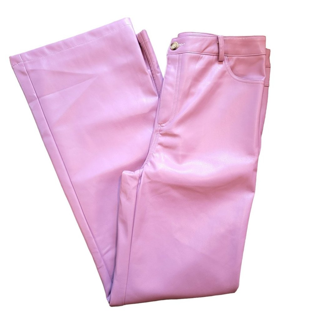 Ellison Purple Pants Festival Leather Look Womans Straight Leg Size L JJ3009